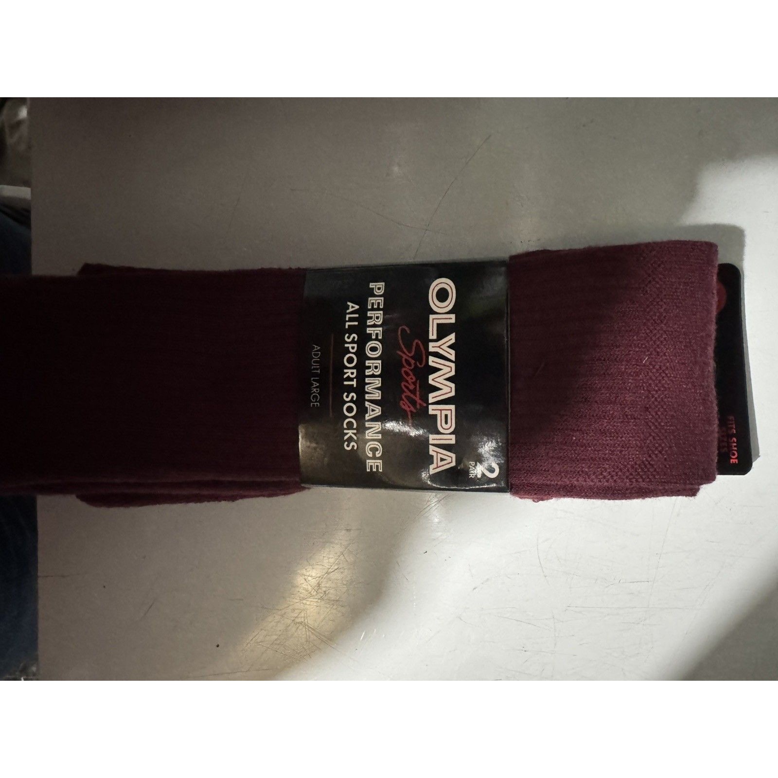 Olympia Sports All Sport Socks Men's Large Burgundy Mid Calf 2 Pairs Sz 10-12.5 — image 3 of 4